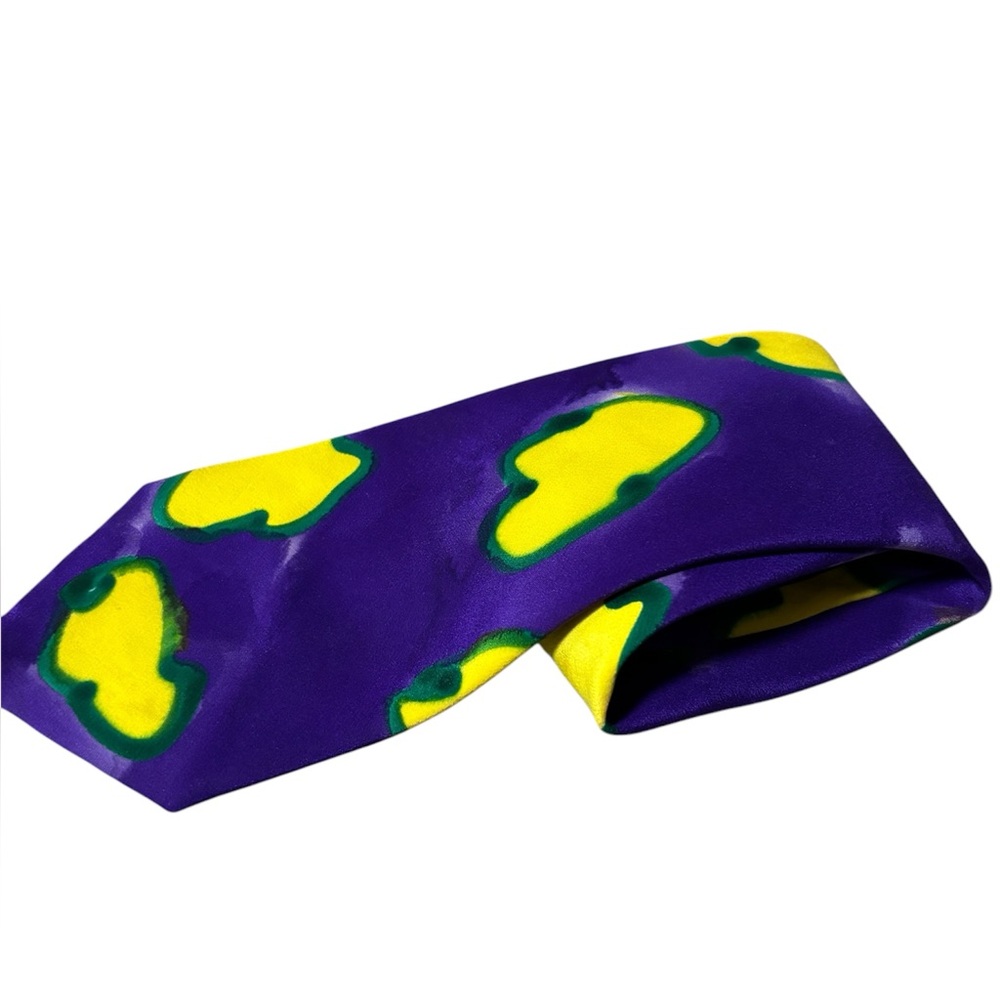Moschino 100% silk Vibrant Purple and Yellow Tie